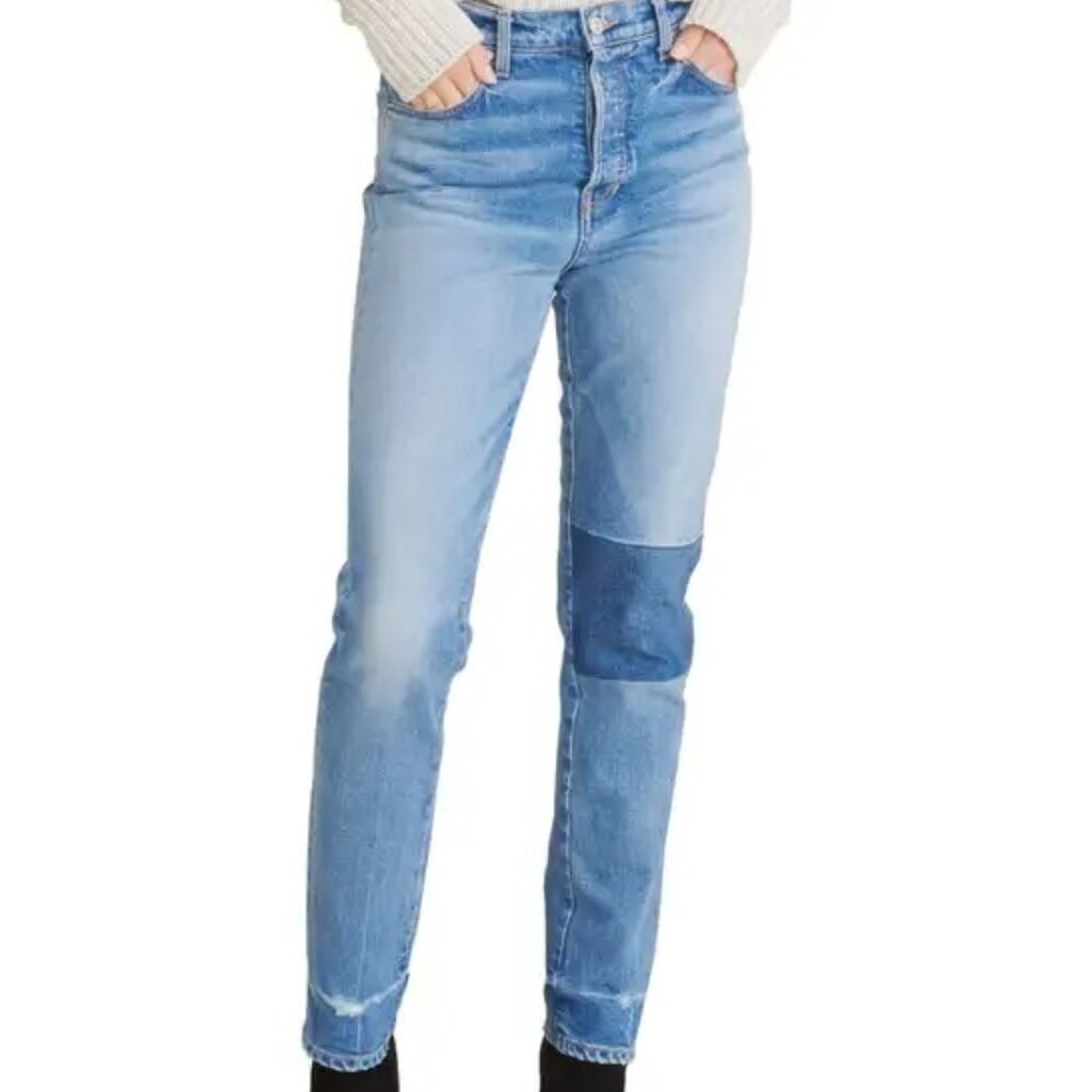 Veronica Beard Ryleigh Slim Straight Patched Jeans (Atlas)